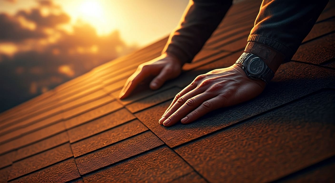 Hands on roof at sunset in westchester ohio