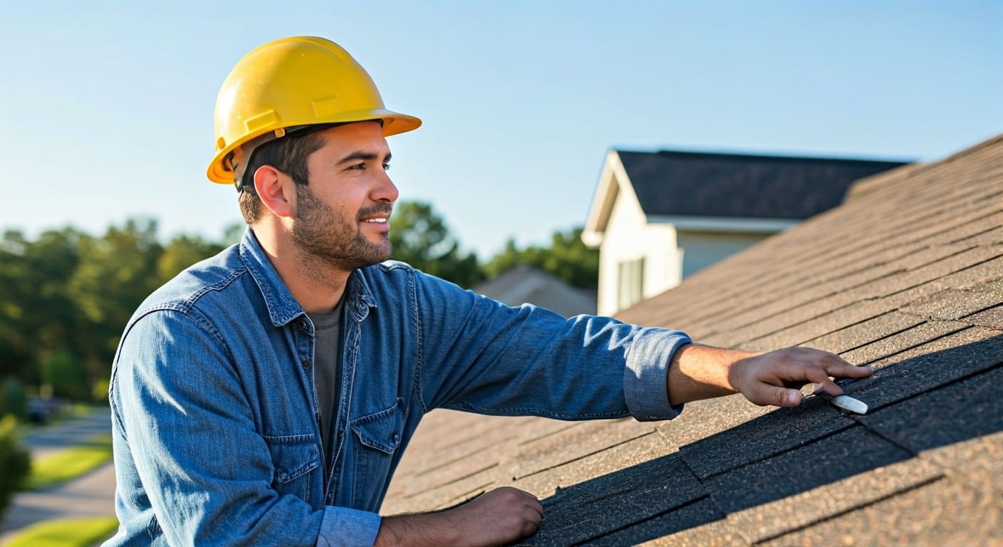 Roofer repairing roof in westchester ohio