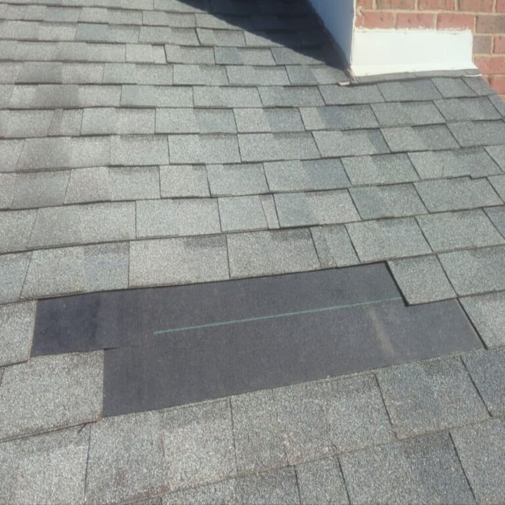 Roof with missing shingles